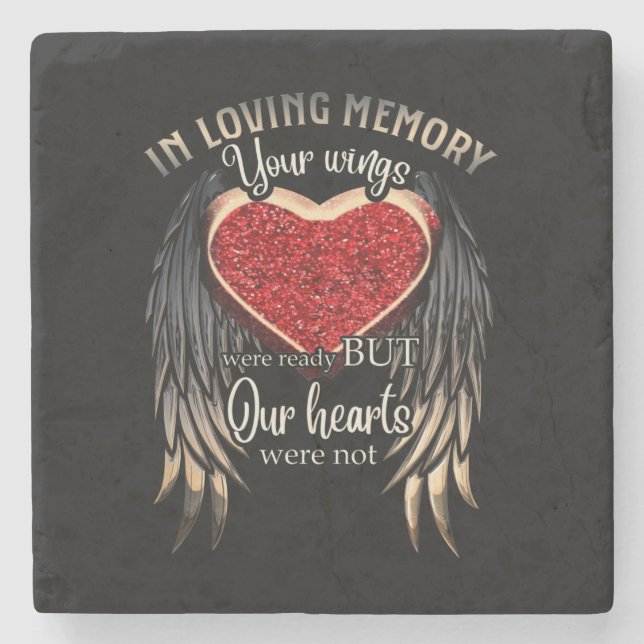 Personalised Your Wings Were Ready But Our Hearts Stone Coaster (Front)