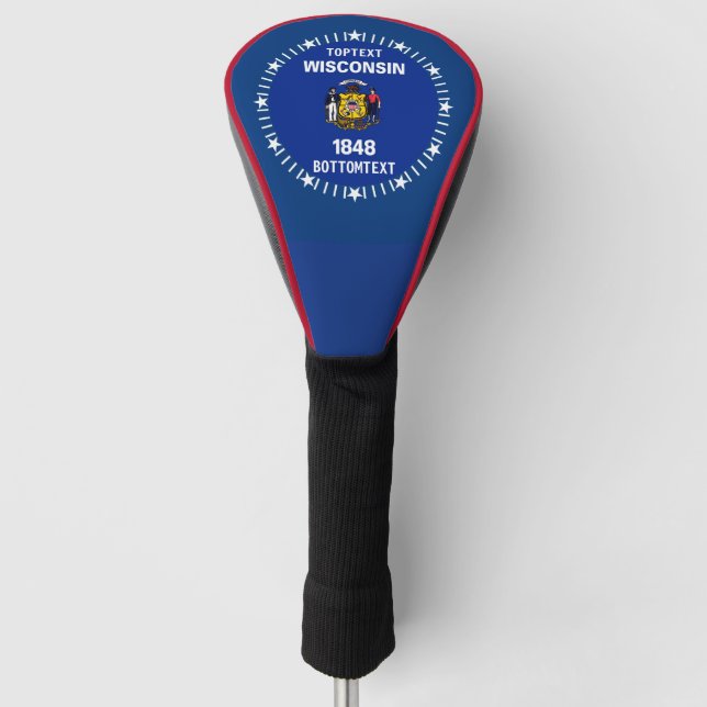 Personalised Your Wisconsin State Flag on a Golf Head Cover (Front)