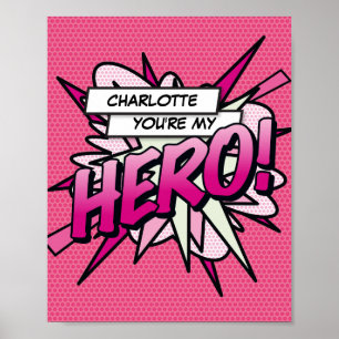 Personalised You're my HERO Comic Book Pop Art Poster