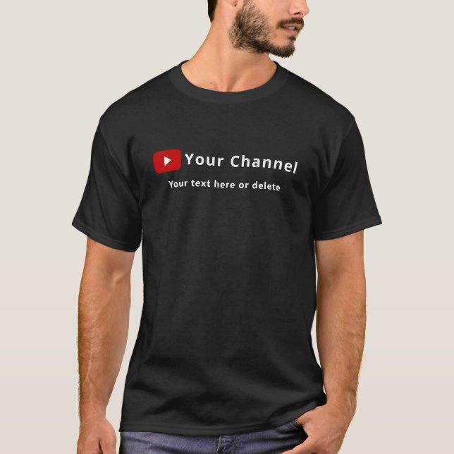 Personalised Youtube Channel Name Custom Black T-Shirt (Front)