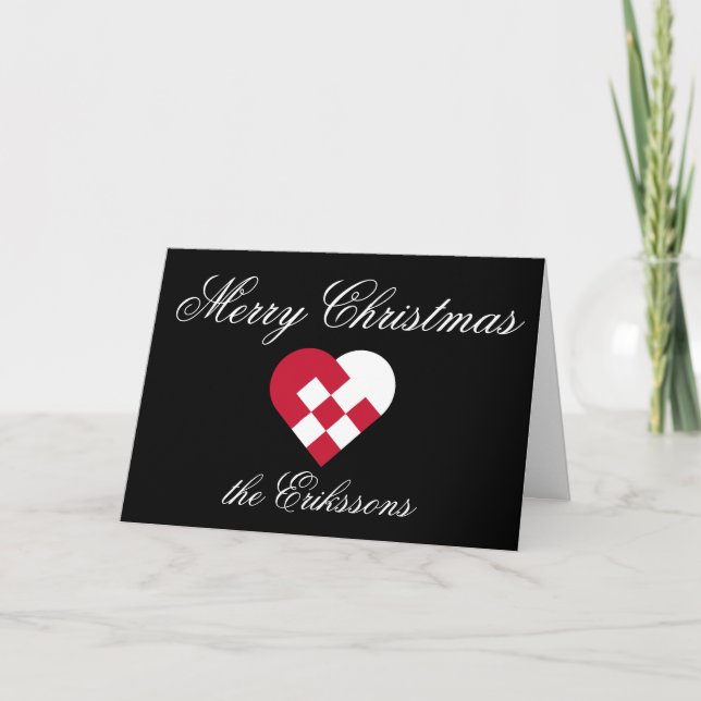 Personalised Yule Heart Christmas Card (Front)