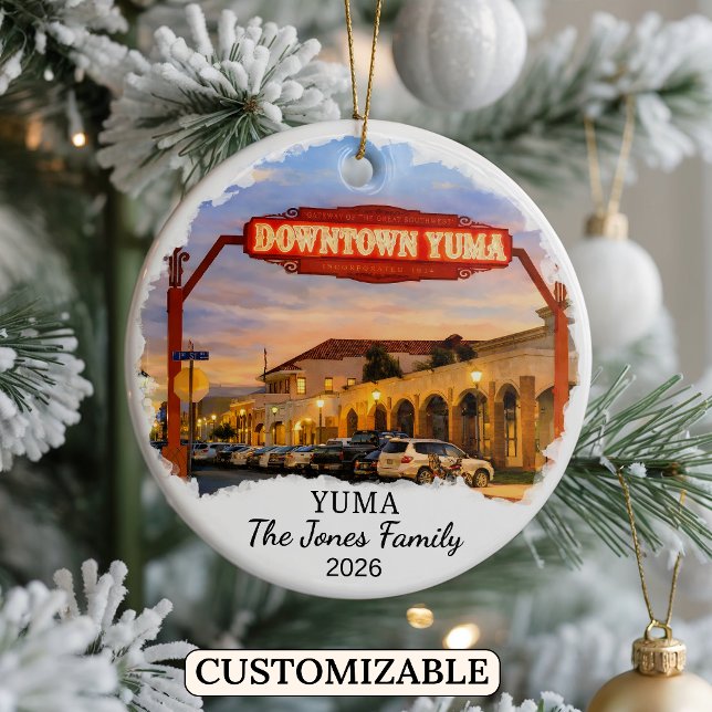 Personalised Yuma Ornament, Custom Arizona Ceramic Tree Decoration (Creator Uploaded)