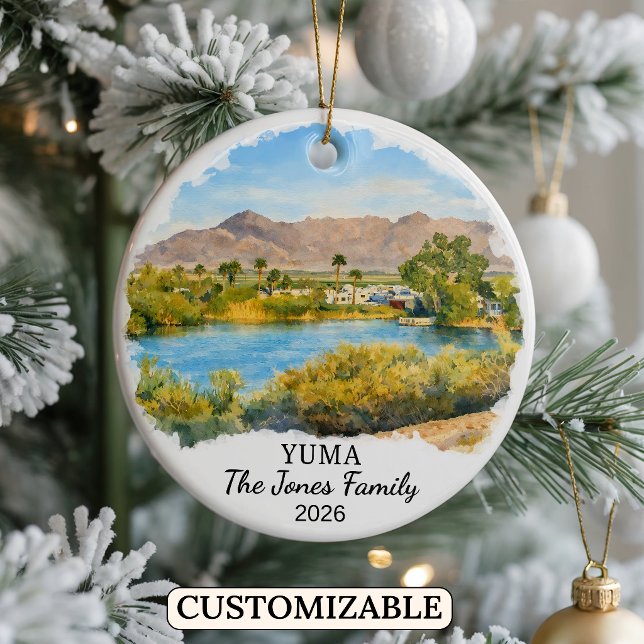 Personalised Yuma Ornament, Custom Arizona Ceramic Tree Decoration (Creator Uploaded)