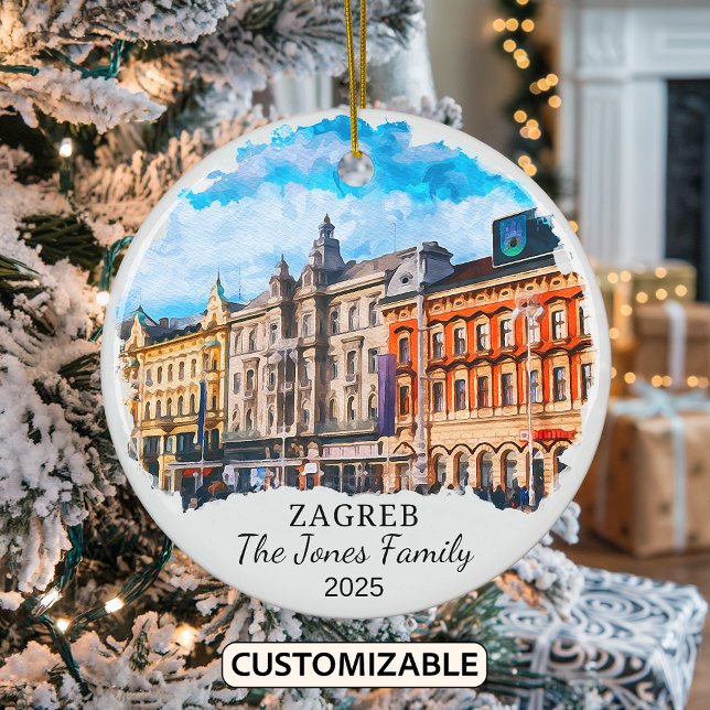 Personalised Zagreb Ornament, Croatia Ceramic Tree Decoration (Creator Uploaded)
