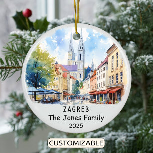 Personalised Zagreb Ornament, Croatia Ceramic Tree Decoration