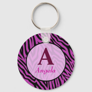 Personalised Zebra Print name Key Ring