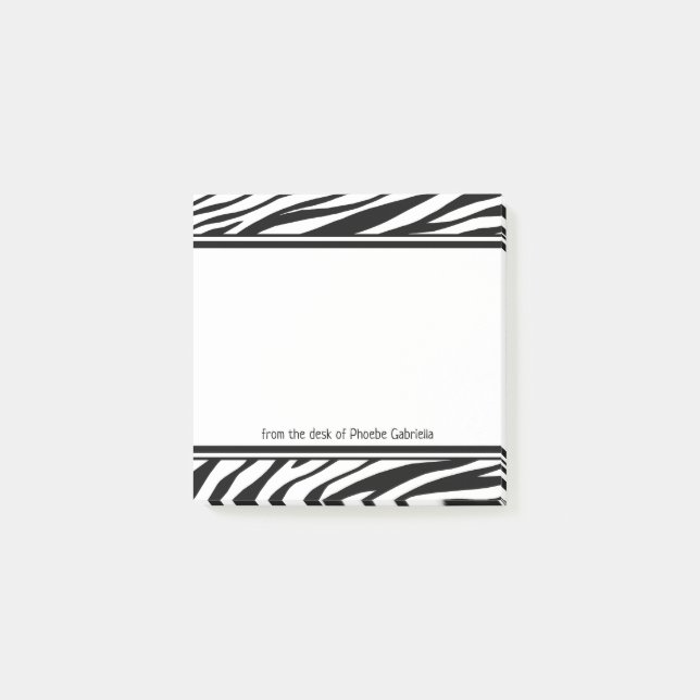 Personalised Zebra Print Post-It Notes (Front)