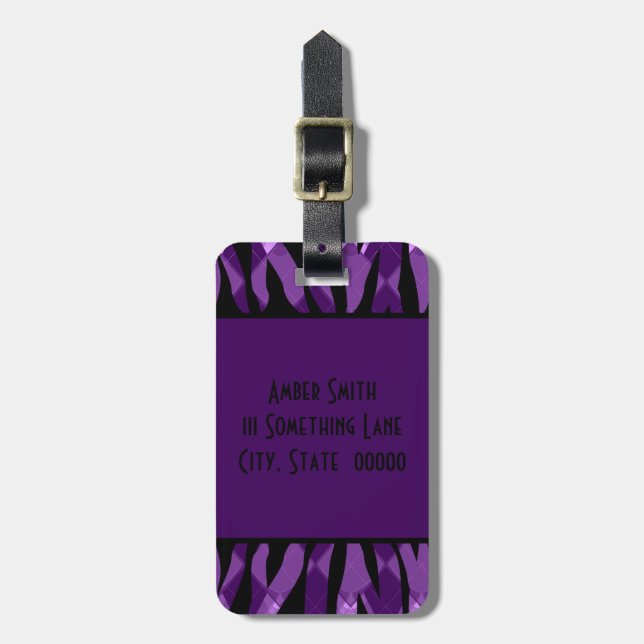 Personalised Zebra Stripe Pattern Luggage Tag (Front Vertical)