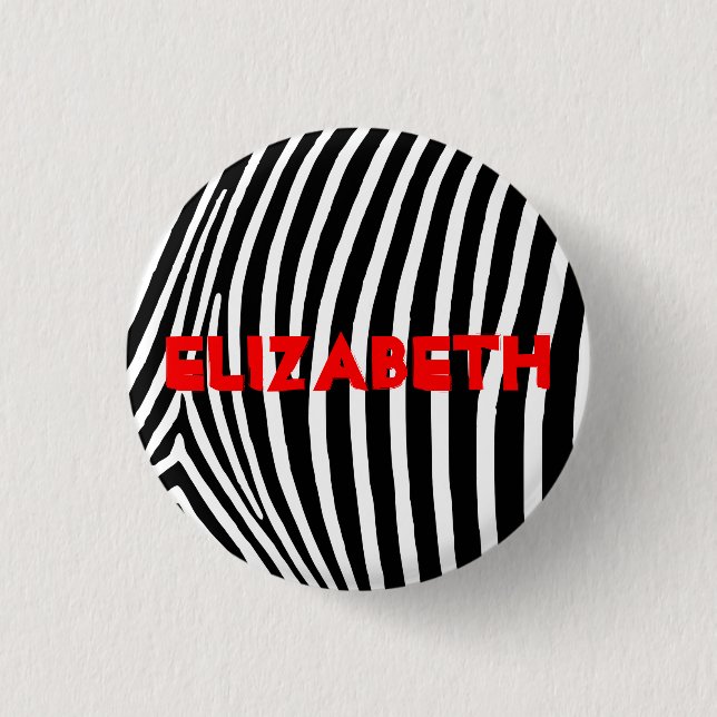 Personalised Zebra Stripes 3 Cm Round Badge (Front)