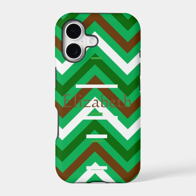 Personalised Zigzag Chevron Pattern Green & White (Back)