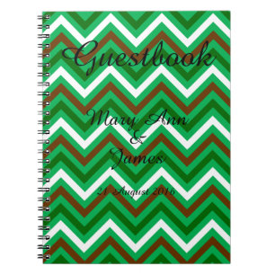Personalised Zigzag Chevron Pattern Green White Spiral Notebook