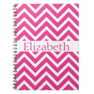 Personalised Zigzag Chevron Pattern Pink White Spiral Notebook