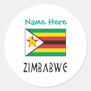 Personalised Zimbabwe Flag Name Classic Round Sticker