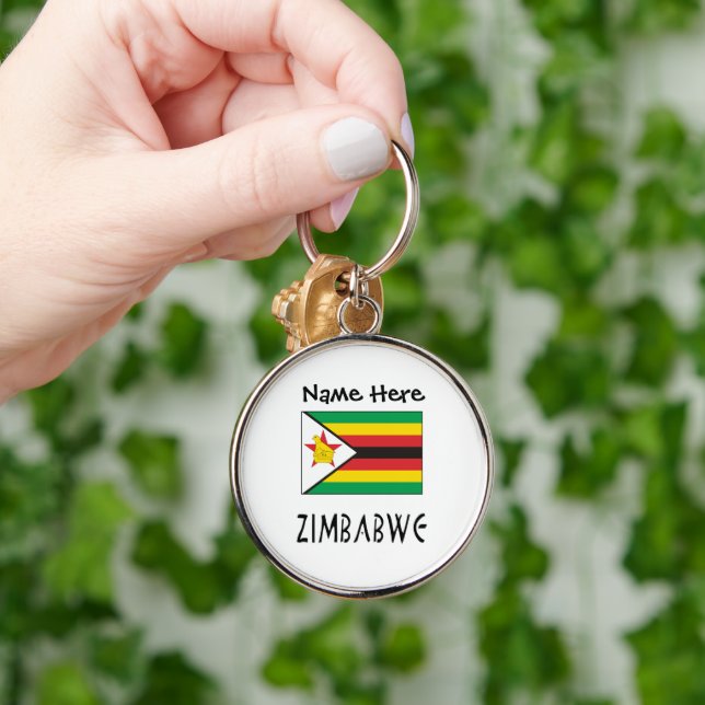 Personalised Zimbabwea Flag  Key Ring (Hand)
