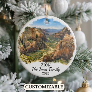 Personalised Zion National Park Ornament, Utah Ceramic Tree Decoration