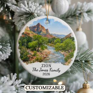 Personalised Zion National Park Ornament, Utah Ceramic Tree Decoration