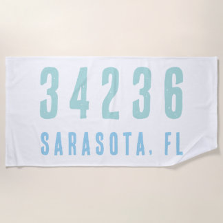 Personalised Zip Code, City, State | Coastal Blues Beach Towel