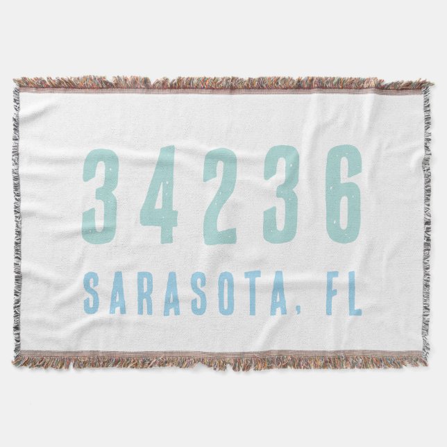 Personalised Zip Code,City,State Coastal Blues Throw Blanket (Front)