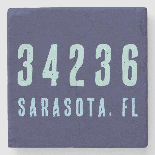 Personalised Zip Code, City, State | Navy Blue Stone Coaster (Front)