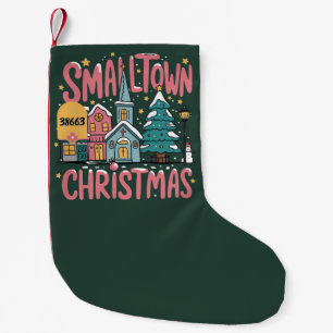 Personalised Zipcode Small Town Christmas Pink  Stocking