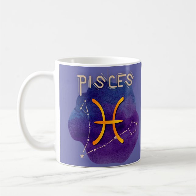Personalised Zodiac Sign Pisces Constellation Coffee Mug (Left)