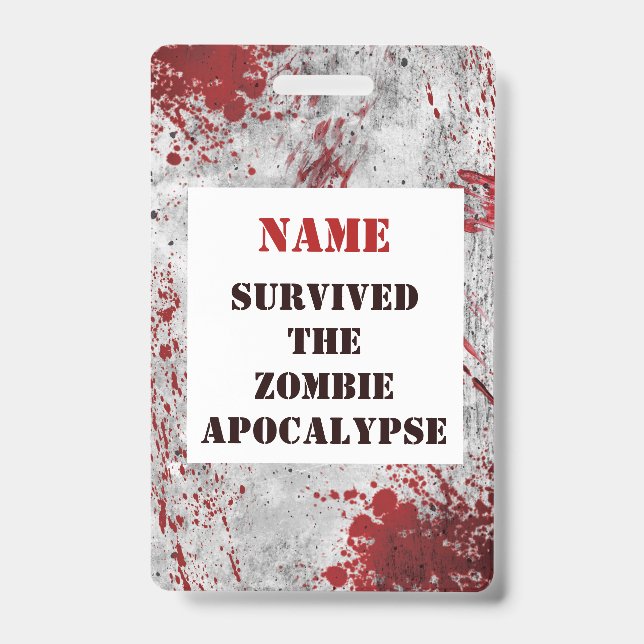 Personalised Zombie Apocalypse Blood Lanyard ID Badge (Front)