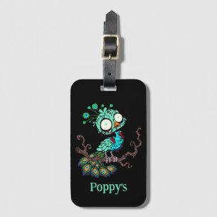 Personalised Zombie Peacock Luggage Tag