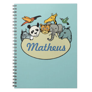 personalised zoo family animals spiral notebook