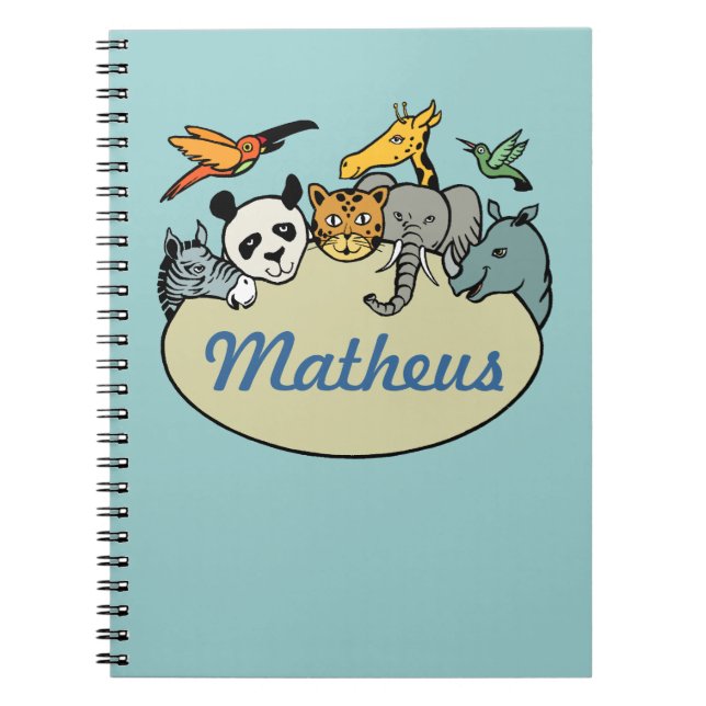 personalised zoo family animals spiral notebook (Front)