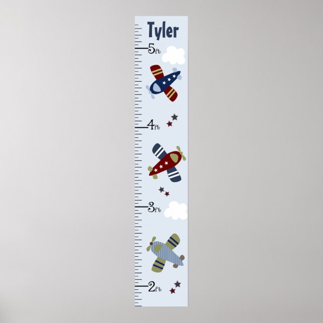 Personalised Zoom Along Aeroplanes Growth Chart (Front)