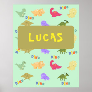 Personalises colourful dino poster
