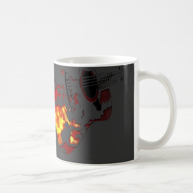 personalises flaming guitar coffee mug (Right)