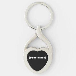 personalisierbar schwarz weiss mit Deinem Namen Key Ring