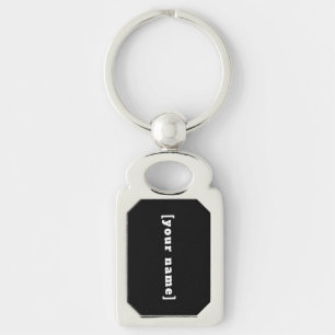 personalisierbar schwarz weiss mit Deinem Namen Key Ring