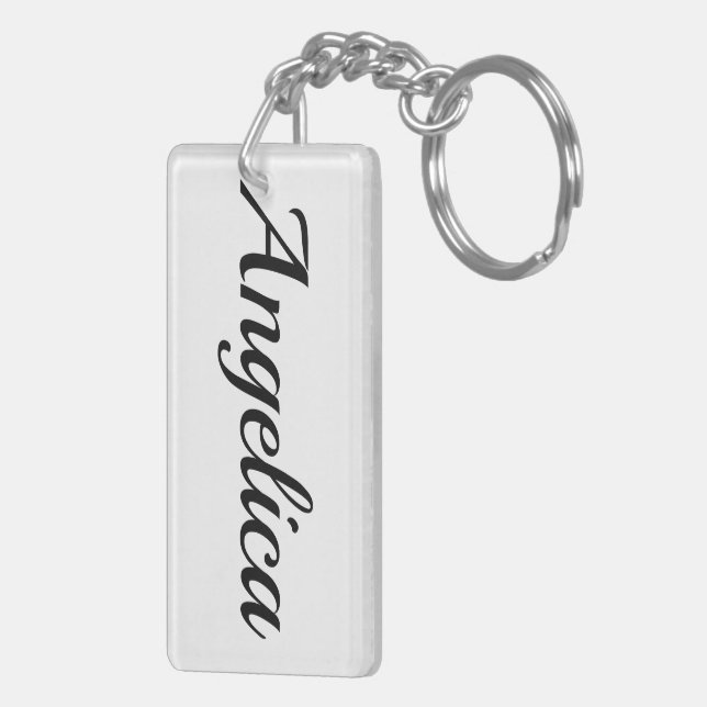 personalisierbar Vorname Angelica schwarz weiß Key Ring (Back Right)