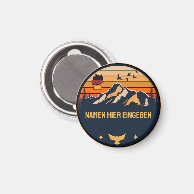 Personalisierter Ortsname Deutschland Runddesign Magnet (Front/Back)