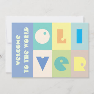 Personalizable 6 letter baby boy name welcome Card