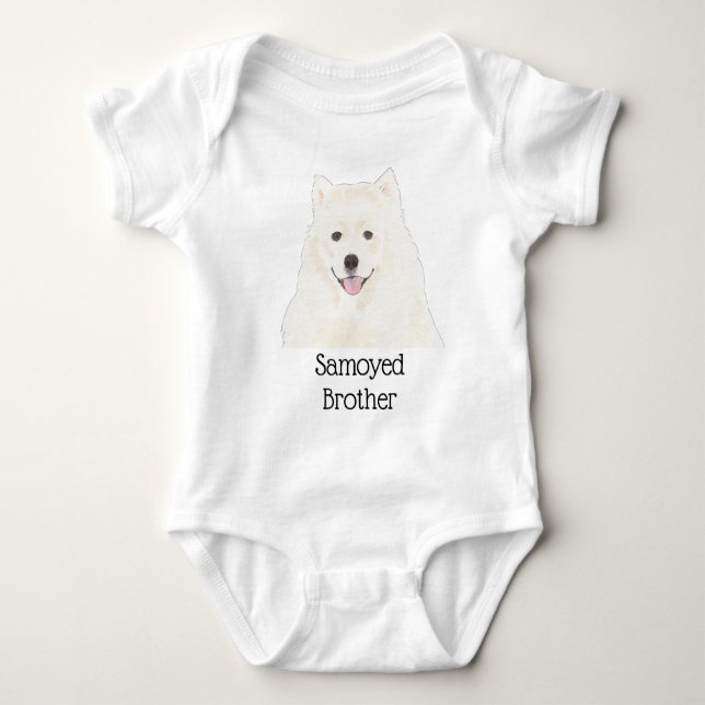 Personalizable American Eskimo Dog Samoyed Baby Bodysuit (Front)