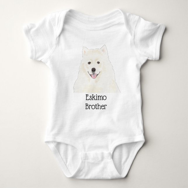 Personalizable American Eskimo Dog Samoyed Baby Bodysuit (Front)