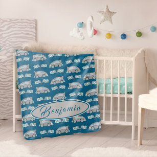 Personalizable Baby Blanket Race Car with Name