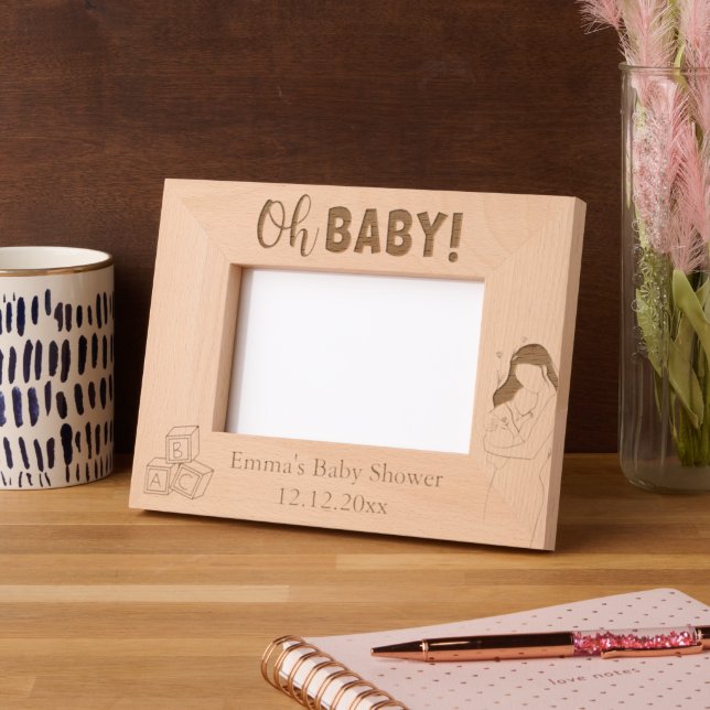 Personalizable Baby Shower Laser Etched Frames (Left)