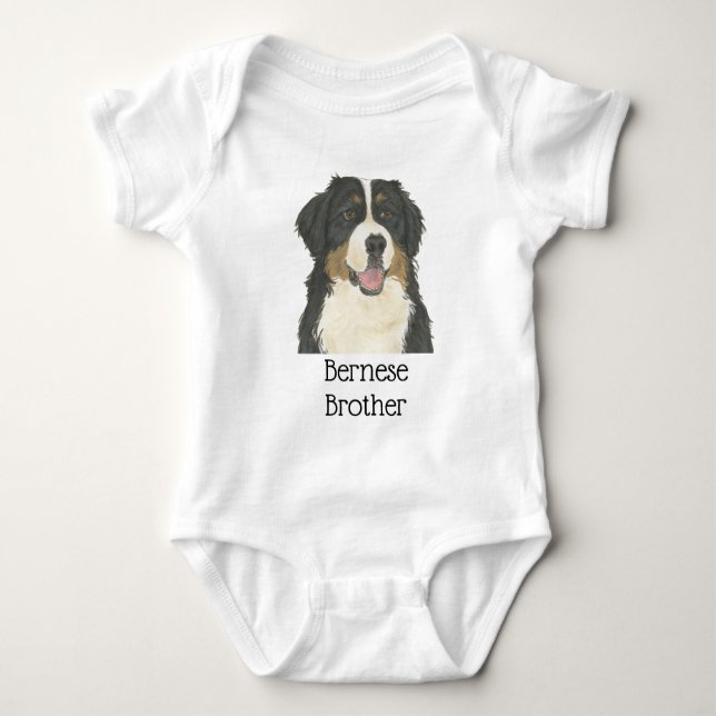 Personalizable Bernese Mountain Dog Baby Bodysuit (Front)