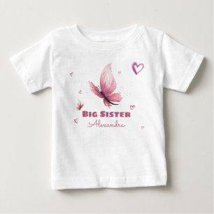 Personalizable Big sister watercolor butterfly Baby T-Shirt