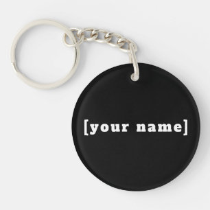 personalizable black and white with your name key ring