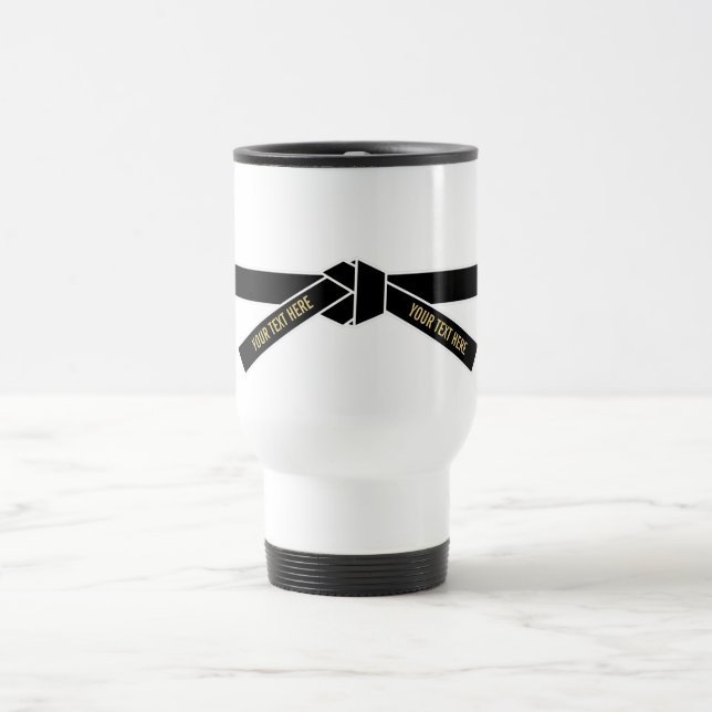 Personalizable Black Belt (Kuro-obi) Travel Mug (Center)