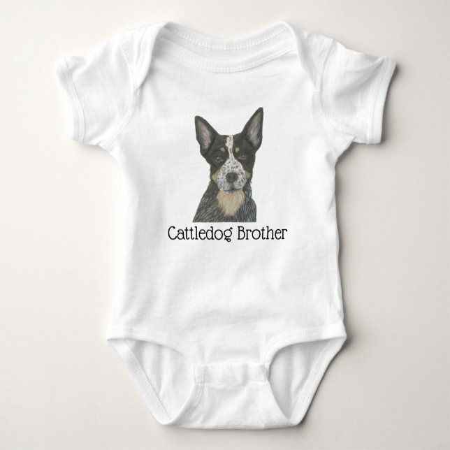 Personalizable Blue Cattledog Heeler Baby Bodysuit (Front)