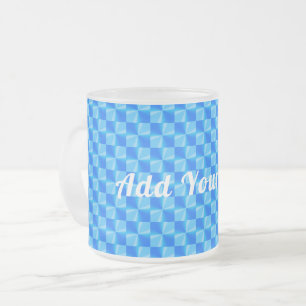 Personalizable Blue Modern Trendy Pattern Frosted Glass Coffee Mug