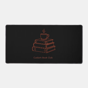 Personalizable Books and Coffee Line Art Aesthetic Desk Mat