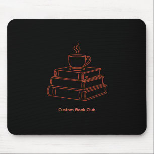 Personalizable Books and Coffee Line Art Aesthetic Mouse Pad