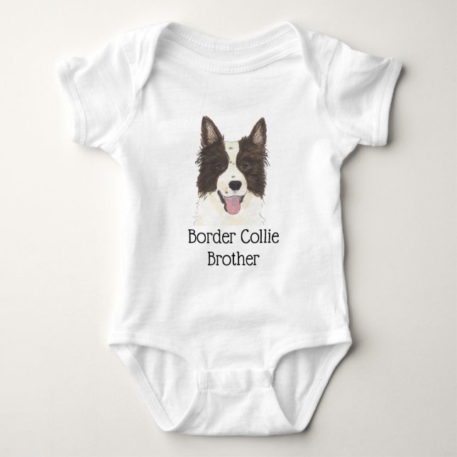 Personalizable Border Collie Dog Baby Bodysuit (Front)